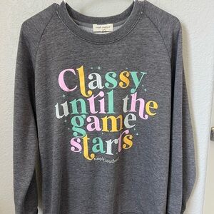 Simply Southern Gray Sweatshirt with Colorful Text